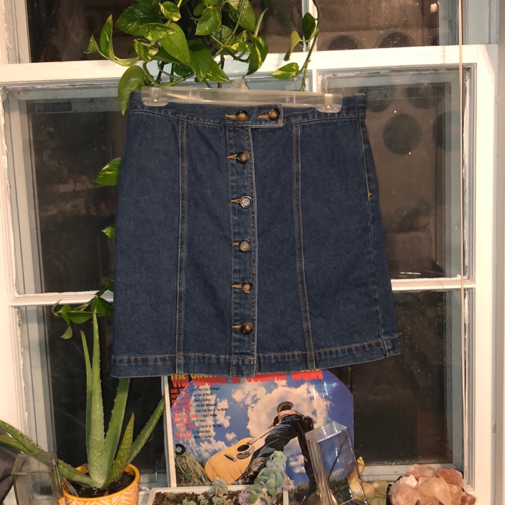 Button up denim skirt